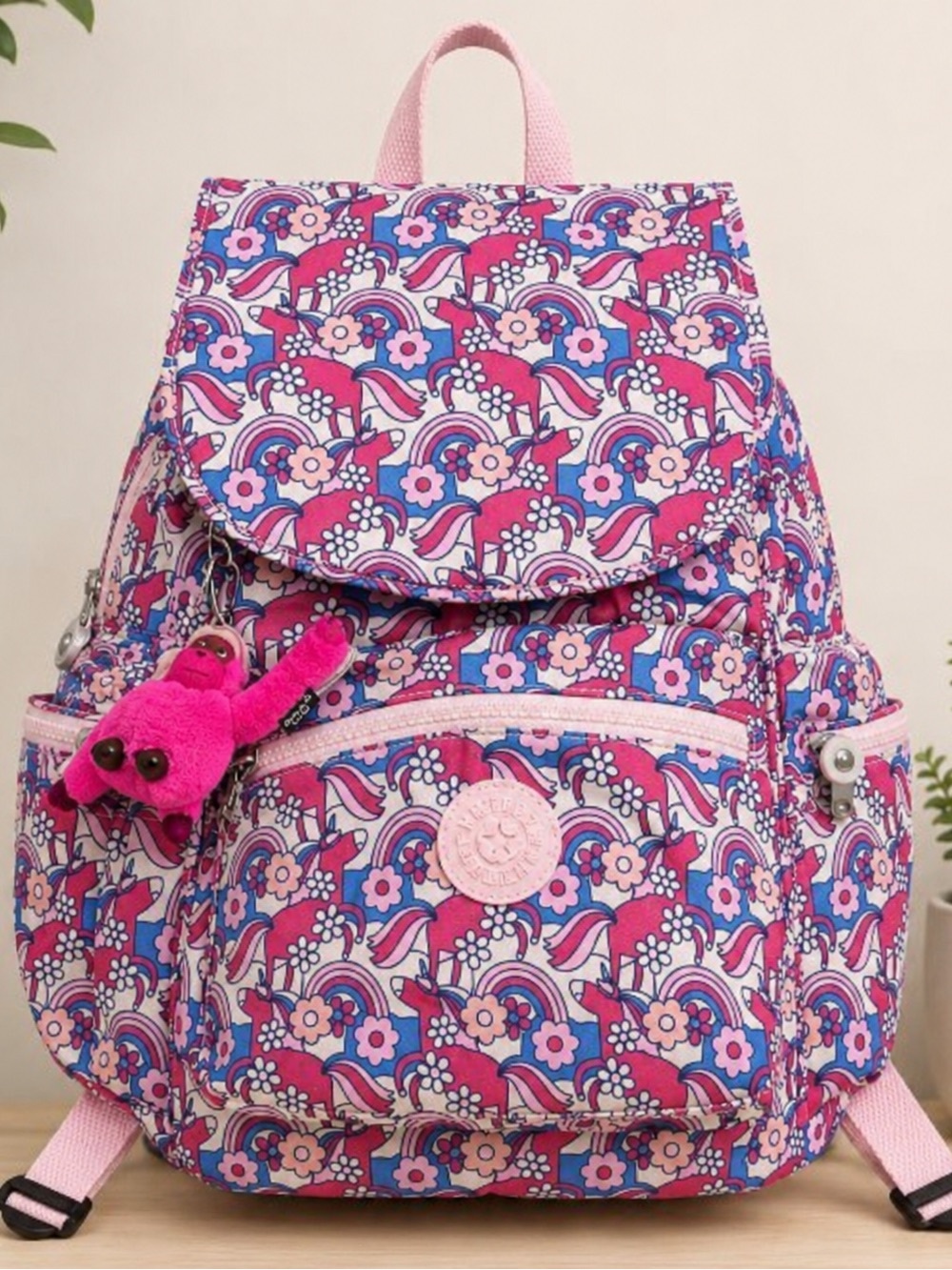 Kipling Ezra Mystical Mane Unicorn Rainbow Pink
Print NWT